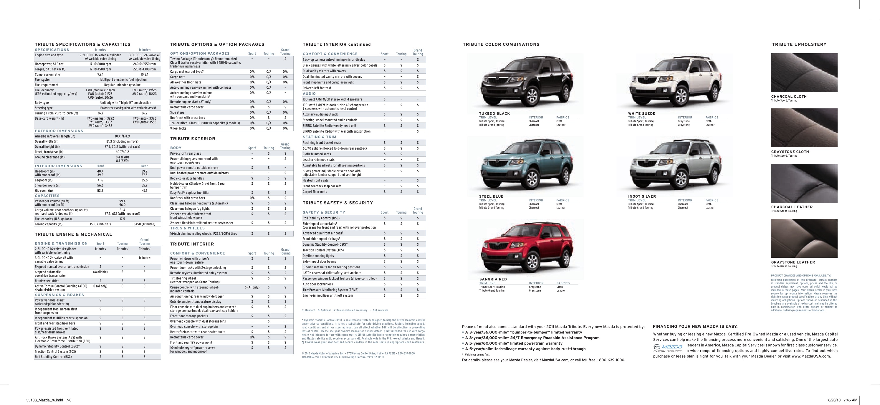 2011 Mazda Tribute Brochure Page 2